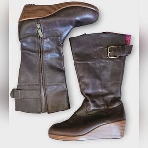 Crocs A-Leigh Lether Wedge Boots Women 6